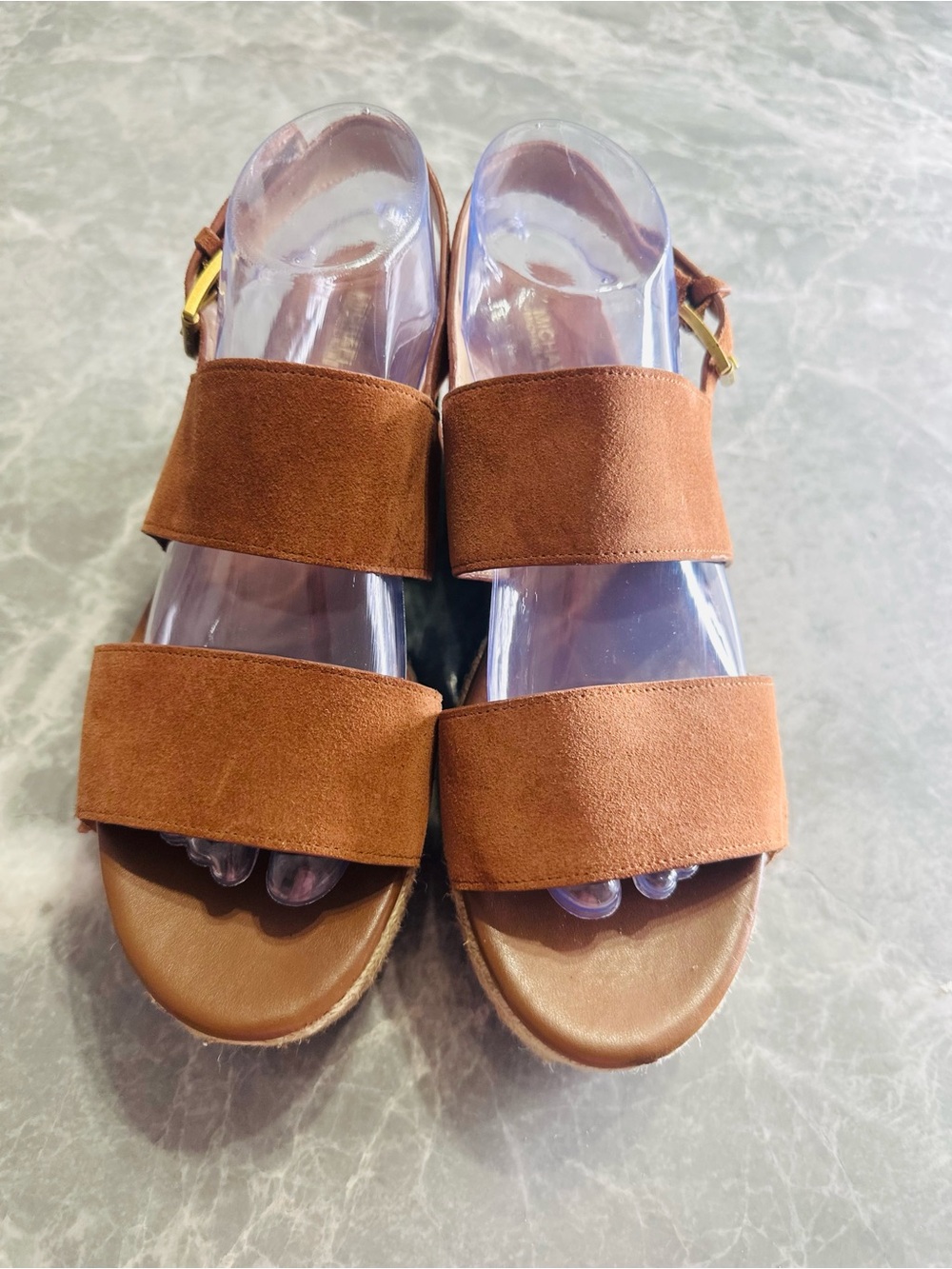 Michael Kors Brown Suede Espadrille Wedge Sandals with Tassles & Ankle Strap 10
